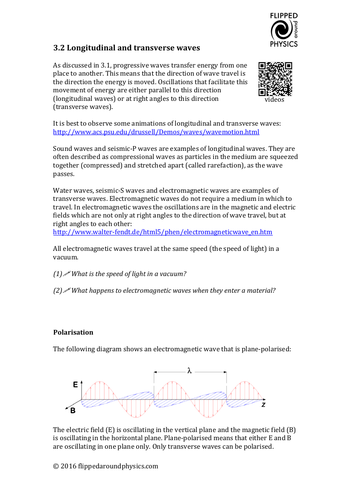 Longitudinal and transverse waves