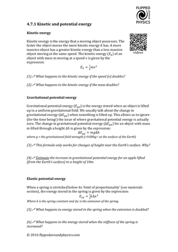 Kinetic and potential energy