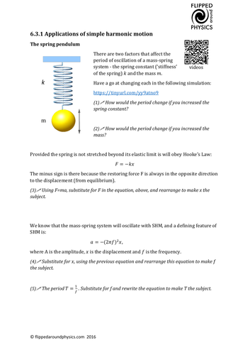 Applications of simple harmonic motion