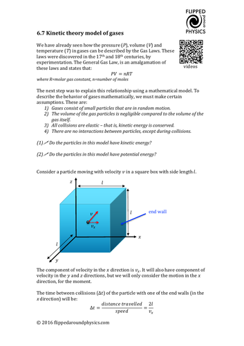 Kinetic theory model of gases