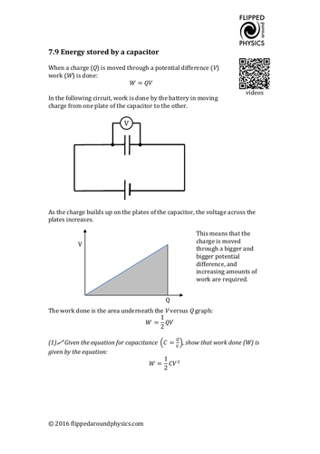 Energy stored by a capacitor