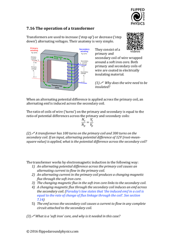 The operation of a transformer