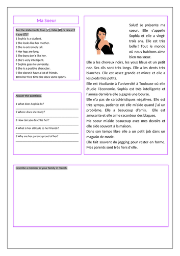 Studio GCSE French (Foundation) – Module 1 - Qui suis-je? – Page 7 - Worksheet