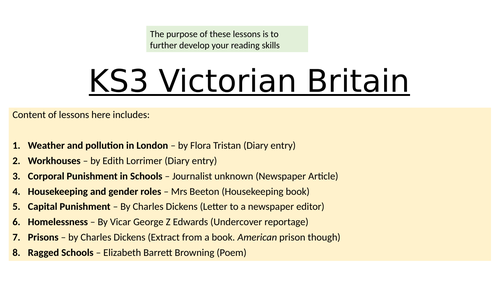 Reading skills unit linked to Victorian Britain (KS2/KS3/KS4)