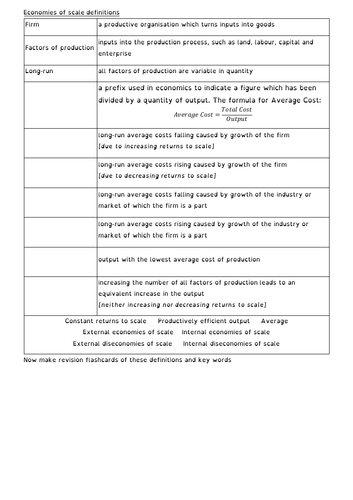 economies of scale definition a level economics