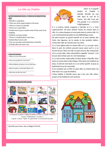 Studio GCSE French (Foundation) – Module 1 – En ville – Page 8 - Worksheet
