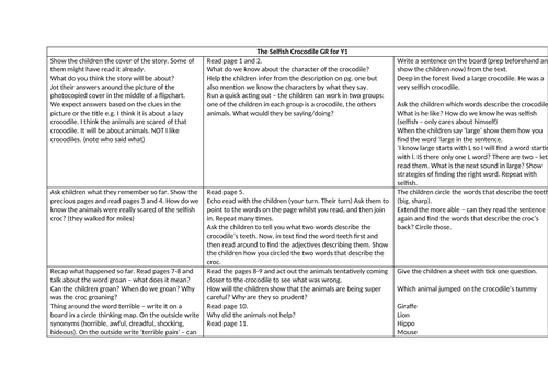 The Selfish Crocodile Reading Unit Y1/YR