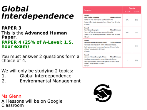 CIE A Level Geography - Global Interdependence