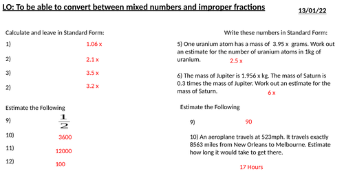 Converting Mixed Numbers