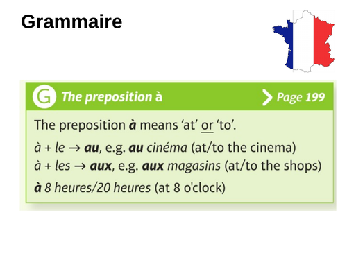 Studio GCSE French (Foundation) – Module 1 – En ville – Page 9 - The preposition à