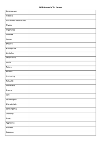 GCSE tier 2 words revision