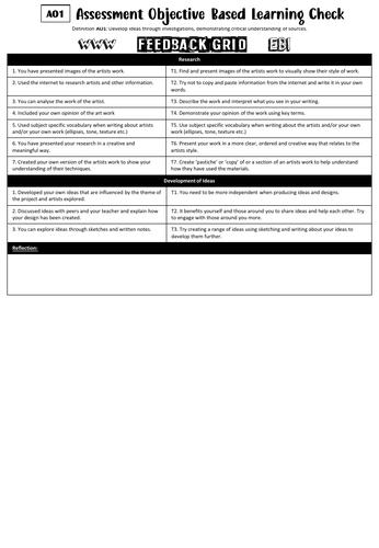 Assessment Objective AO Feedback Assessment Grid (KS3)