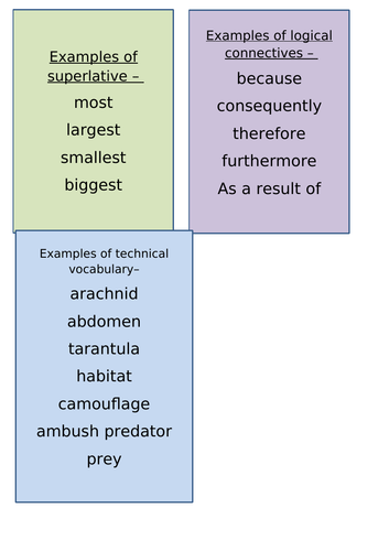 Non-chronological report writing - Tarantula