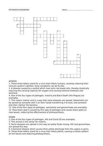 Pathogens Crossword