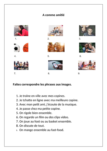 Studio GCSE French (Foundation) – Module 1 – A comme amitié – Page 10 - Worksheet
