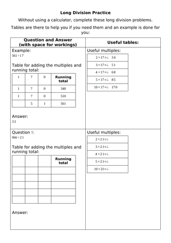 Long Division Practice