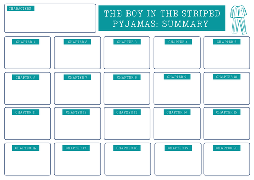 The Boy in the Striped Pyjama Revision Summary Worksheet/ Task Sheet English Literature