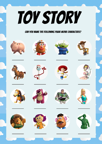 Toy Story Quiz. Game Sheet and Answers Lesson Filler Teaching