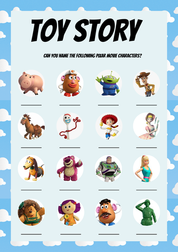 Toy Story Quiz. Game Sheet and Answers - Lesson Filler