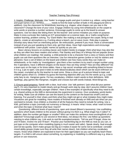 Teacher Training Tips (Primary)