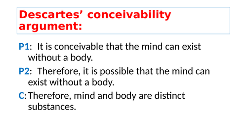 A Level Philosophy: Substance Dualism lesson