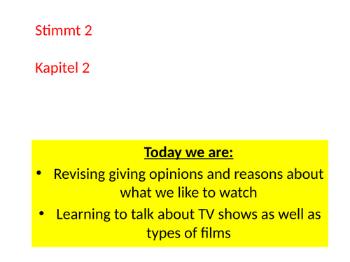 STIMMT 2 KAPITEL 2 - FERNSEHSENDUNGEN