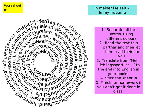 stimmt gcse kapitel 2 books and freetime - cover work or worksheet