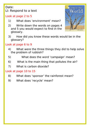 Gold Band Guided Reading Questions