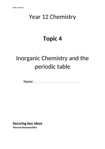 A-Level Chemistry Edexcel Topic 4a workbook