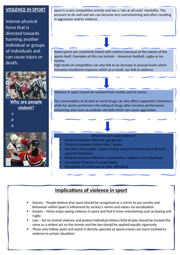 OCR A Level PE - Violence