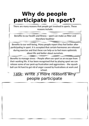 OCR GCSE PE - Why do people participate in sport?