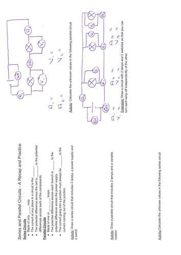 Series and Parallel Circuit Recap - Low/Mid Ability