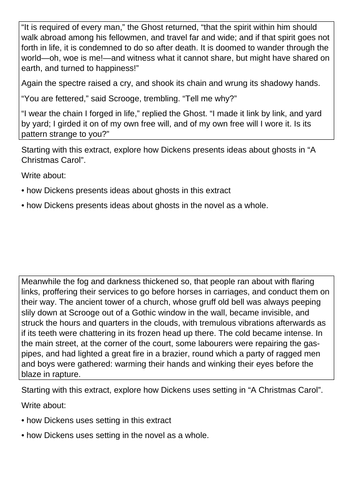 AQA GCSE English Literature Paper 1 "A Christmas Carol" exam style questions, shortened. Revision