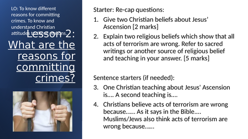 Crime and Punishment Lesson 2 - Reasons for committing crime