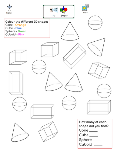 3D Shapes - Differentiated - activity mat