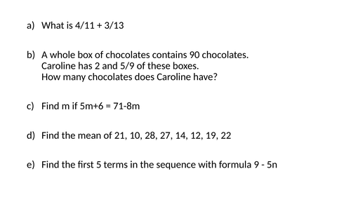 Starter revision questions
