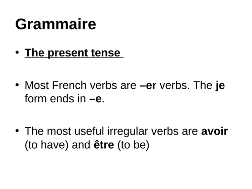 AQA / EDEXCEL Studio GCSE French (Higher) – Module 1 – Qui suis-je ? – Page 7 - The Present Tense