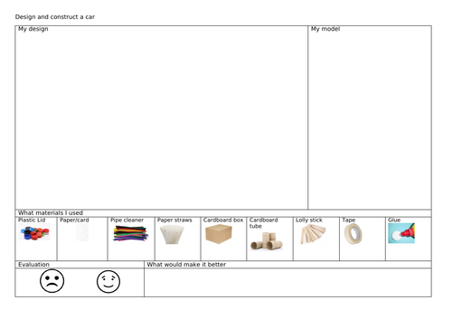 Design, make and then evaluate a car