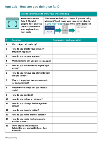 App Lab - Introductory Questions