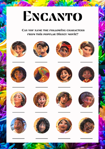 Encanto Movie Quiz Game Sheet And Answers Great Disney Themed Lesson Filler Teaching Resources