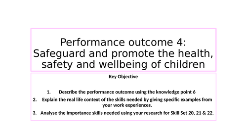 Y2 T Level in Education and Childcare: Performance Outcome 4