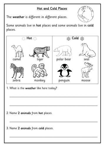 Animals from Hot and Cold Places Comprehension | Teaching Resources