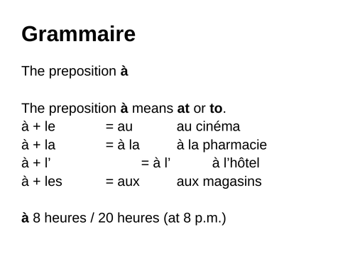 AQA / EDEXCEL Studio GCSE French (Higher) – Module 1 – Point de départ 2  – Page 9-The preposition à
