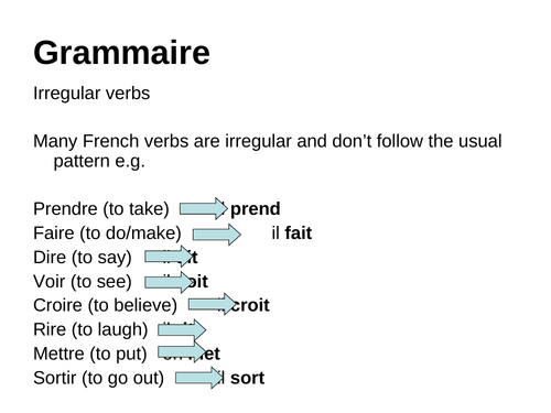 Irregular Verbs Present Tense Teaching Resources