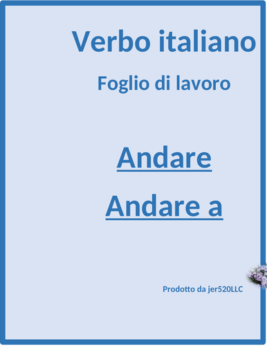 Andare Andare a Italian Verb Worksheet