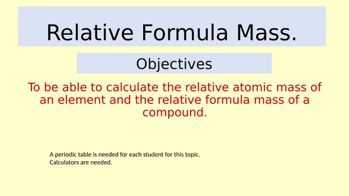 Relative Atomic and Formula Mass, GCSE, Quantitative Chemistry, AQA