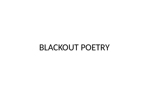 Black Out Poetry
