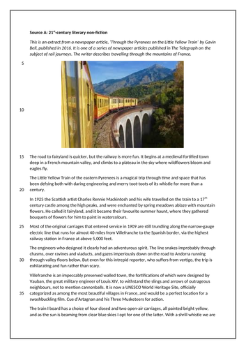 AQA English Language Paper 2 Question 4 Trains | Teaching Resources