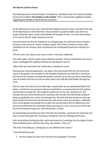 The Mystery of Edwin Drood - AQA Language Paper 1