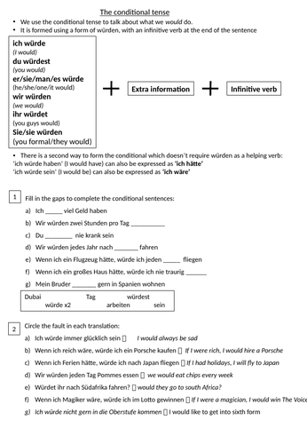 The conditional in German (GCSE worksheet)